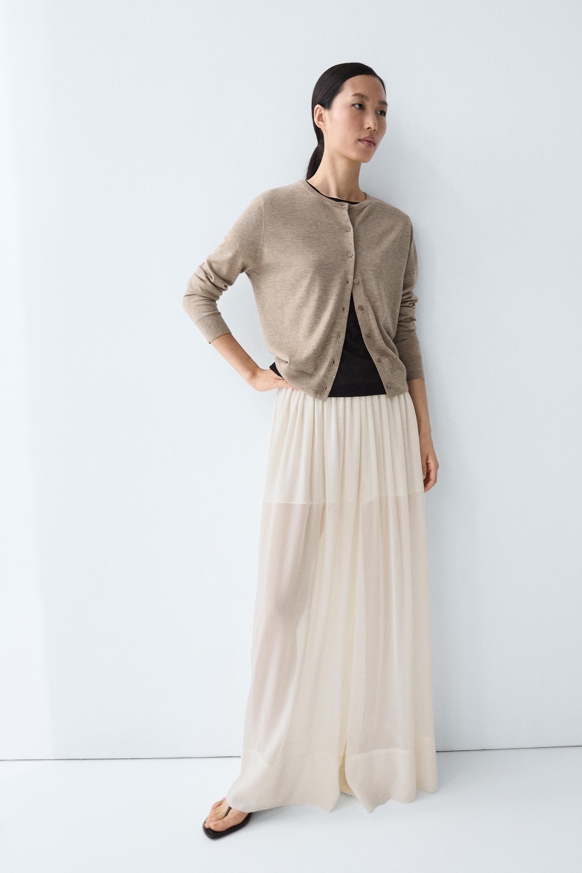Cardigan en maille fine col rond